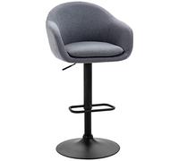 HOMCOM Taburete Alto de Cocina Pata de Acero 54x54x92-112 cm Gris Oscuro