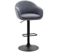 HOMCOM Taburete Alto de Cocina Pata de Acero 54x54x92-112 cm Gris Oscuro | Regulable en Altura, Taburete de Bar, Tapizado de Tela, Reposapiés, Carga 110 kg