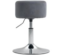 HOMCOM Taburete Alto de Cocina Regulable en Altura 52-66 cm Tapizado en Pana Giratorio en 360° Gris