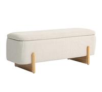 HOMCOM Taburete con almacenamiento banco con acolchado de espuma imitación de lino 111x44x44,5 cm Crema Aosom España