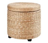 HOMCOM Taburete con Espacio de Almacenamiento Taburete con Tapa Taburete Redondo Cubo de Almacenamiento Taburete Acolchado con Patas Aosom España