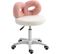 Homcom Taburete con Ruedas 50x50x77 cm Blanco y Rosa