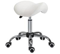 HOMCOM Taburete con Ruedas Altura Ajustable 120 kg 52x53x49-61 cm Blanco