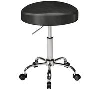 HOMCOM Taburete con Ruedas de Piel PU Ajustable en Altura con Asiento Acolchado Giratorio para Salón Belleza Aosom España