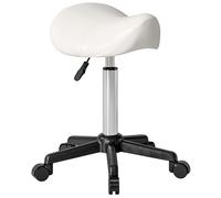 HOMCOM Taburete con ruedas, silla de trabajo con altura ajustable 45-57 cm y silla ergonómica, 48x47x45-57cm, blanco
