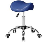 HOMCOM Taburete con ruedas, silla de trabajo con altura ajustable 49-61 cm y asiento ergonómico, 52x53x49-61cm, azul