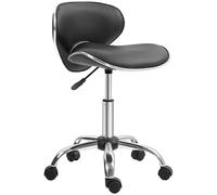 HOMCOM Taburete con ruedas taburete de trabajo con altura ajustable 44-56 cm y respaldo giratorio 360° Negro Aosom España
