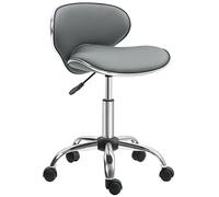 HOMCOM Taburete con ruedas Taburete de trabajo con altura ajustable 44-56 cm y respaldo, Taburete de oficina giratorio 360° para salón de masajes, oficina, clínica, gris