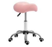Homcom taburete con ruedas taburete giratorio cosmético con altura ajustable asiento acolchado y amplio dentista peluquería carga 120 kg 52x53x49-61 cm rosa 53 cm