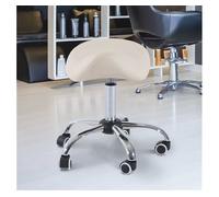 Homcom taburete con ruedas taburete giratorio cosmético con altura ajustable asiento acolchado y amplio dentista peluquería carga 120 kg 52x53x49-61 cm blanco
