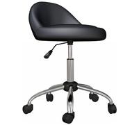 HOMCOM Taburete con Ruedas, Taburete Giratorio Cosmético con Altura Ajustable, Cuero Sintético, Asiento Acolchado y Amplio, para Dentista y Peluquería, Carga 120 kg, Ø50x63-83 cm, Negro
