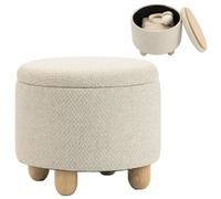 HOMCOM Taburete de Almacenamiento con Tapa 38.5x38.5x33.5 cm Beige