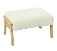HOMCOM Taburete de asiento con cojín suave patas de madera reposapiés con diseño de cordón crema Aosom España