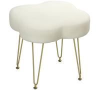 HOMCOM Taburete de Asiento Taburete Acolchado en Forma de Trébol Tela Patas de Acero Crema Aosom España