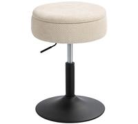 HOMCOM Taburete de Bar con Almacenaje Altura Ajustable Giratorio Beige