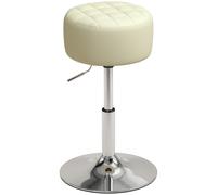 HOMCOM Taburete de Bar en Piel PU con Altura Ajustable, Asiento Acolchado Grueso, Giratorio a 360°, para Península, Blanco
