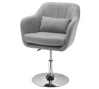 HOMCOM Taburete de Bar Giratoria Silla de Cocina Peluquería con Altura Ajustable Respaldo Envolvente Reposabrazos 60x60x79-91 cm Gris Aosom España