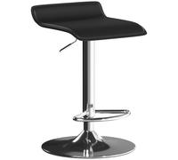 HOMCOM Taburete de bar giratorio 360° con estructura de acero plateado, regulable en altura, asiento con reposapiés, negro