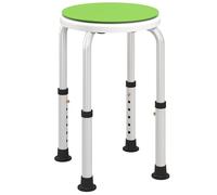 HOMCOM Taburete de Ducha Asiento de Ducha Taburete de baño Altura Ajustable 35,5-48,5 cm giratoria 360° Silla de Ducha de Aluminio y pie de Goma TPR Antideslizante MAX. 135 kg Blanco y Verde