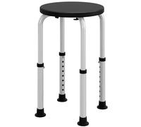 HOMCOM Taburete de Ducha de Aluminio con Altura Regulable Antideslizante Carga 135 kg para Ancianos y Discapacitados