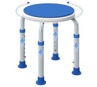 HOMCOM Taburete de Ducha de baño con Asiento Giratorio de 360°, Silla de Ducha de Altura Ajustable con Marco de Aluminio, Patas Antideslizantes, Soporte Seguro, Asistencia en el hogar, Color Azul