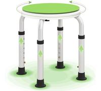 HOMCOM Taburete de Ducha de baño con Asiento Giratorio de 360°, Silla de Ducha de Altura Ajustable con Marco de Aluminio, Patas Antideslizantes, Soporte Seguro, Asistencia en el hogar, Color Verde