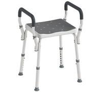 HOMCOM Taburete de Ducha Silla Ducha Personas Mayores con Altura Regulable Silla para Ducha de Aluminio Antideslizante Carga Gris