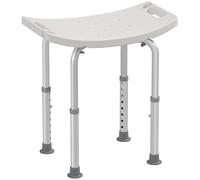 HOMCOM Taburete de Ducha Silla Baño Ortopedica 8 Posiciones Altura Regulable con Tapones de Goma Antideslizantes
