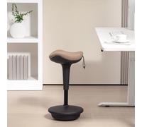 HOMCOM Taburete de oficina con función giratoria, taburete de trabajo ergonómico, regulable en altura. Marrón medio