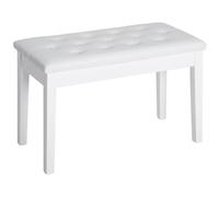 HOMCOM Taburete de Piano, Banco de Piano con Almacenamiento Oculto, Banqueta de Piano con Cojín de Cuero Artificial, Banco de Teclado de Madera Maciza para Piano, Teclado, 76 x 36 x 50 cm, Blanco