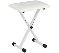 HOMCOM Taburete de piano plegable, banco de piano regulable en altura, asiento acolchado en PU, 39 x 29 x 37-47 cm, blanco
