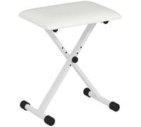 HOMCOM Taburete de piano plegable, banco de piano regulable en altura de 37 a 47 cm, asiento acolchado PU y pies metálicos antideslizantes, capacidad de carga 100 kg, blanco