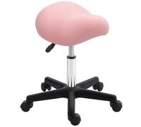 HOMCOM Taburete de piel sintética ajustable con estructura de acero para masajes, spa, belleza y tatuajes, color rosa