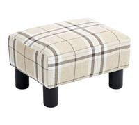 HOMCOM Taburete de tela con aspecto de lino, reposapiés, silla otomana para oficina en casa con patas, 40 x 30 x 24 cm, multicolor