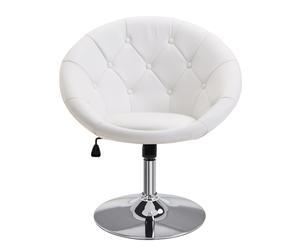 HOMCOM Taburete de trabajo giratorio Silla de oficina ajustable en altura cuero artificial + acero Negro 71x59x78-90 cm Blanco Aosom España