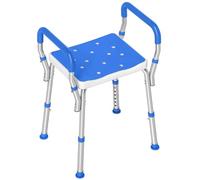 HOMCOM Taburete Ducha portátil Antideslizante, para Mayores, Azul Oscuro | Altura ajustable, cojín de EVA, silla de baño de aluminio resistente a la oxidación, para discapacitados