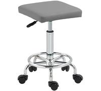 HOMCOM Taburete Giratorio con Ruedas Altura Regulable 50-66 cm Gris