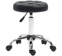 HOMCOM Taburete Giratorio con Ruedas Regulable en Altura de 48-63 cm, Negro