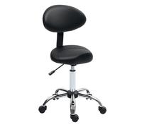 Homcom taburete giratorio con ruedas y respaldo extraíble, taburete de trabajo con altura regulable 83-98 cm, asiento tapizado de cuero sintético, negro