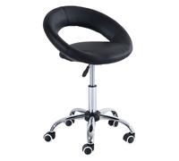 HOMCOM Taburete Giratorio de Trabajo Taburete de Oficina Ajustable en Altura PU+Metal Negro 50x54x(66-78) cm Aosom España