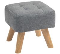 HOMCOM Taburete Moderno capitoné, Lino, Patas de Madera de Caucho, Gris | Taburete, asiento acolchado, salón, dormitorio, entrada