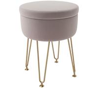 HOMCOM Taburete otomano de Almacenamiento de Terciopelo de 5 L, Moderno reposapiés Redondo con Patas de Metal y Tapa extraíble, Taburete de tocador para Pasillo, Dormitorio, Sala de Estar, 33 x 33 x