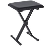 HOMCOM Taburete Piano Plegable Ajustable en Altura 37 a 47 cm, Negro | Banco Piano, asiento acolchado de PU, patas de metal antideslizantes