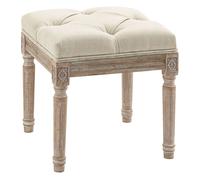 HOMCOM Taburete Pie de Cama Banco para Pie de Cama con Pies de Madera y Asiento Acolchado Carga 120 kg Banqueta de Dormitorio para Entrada Pasillo 40x40x43 cm Beige