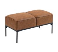 HOMCOM Taburete Pie de Cama, Banco Pie de Cama Moderno con Asiento Acolchado Grueso y Patas de Acero, Cuero Sintético, Banqueta de Dormitorio, Carga 120kg, para Entrada, Pasillo, 80x40x46 cm, Marrón