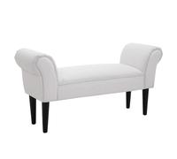 HOMCOM Taburete Pie de Cama Banqueta con Brazos Tapizada Tipo Banco de Madera para Dormitorio Salón Recibidor 102x36x51cm Carga 130kg