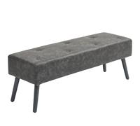 HOMCOM Taburete Pie de Cama Multifuncional Banco Pie de Cama Clásico Banqueta de Dormitorio con Pies de Madera y Asiento Acolchado Carga 220 kg para Entrada Pasillo 114x38x42 cm Gris