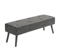 HOMCOM Taburete Pie de Cama Multifuncional Banco Pie de Cama Clásico Banqueta de Dormitorio con Pies de Madera y Asiento Acolchado Carga 220 kg para Entrada Pasillo 114x38x42 cm Gris