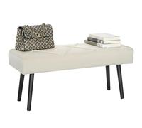 HOMCOM Taburete Pie de Cama Multifuncional, Banco Pie de Cama Moderno, Banco Dormitorio con Asiento Acolchado y Patas de Acero, Carga 120 kg, para Entrada, Pasillo, Salón, 100x36x45 cm, Blanco Crema