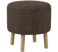 HOMCOM Taburete Redondo de Almacenamiento, tapizado de Tela de Lino con Parte Superior extraíble, Asiento Acolchado, Espacio Oculto y Patas de Madera para Sala de Estar, marrón